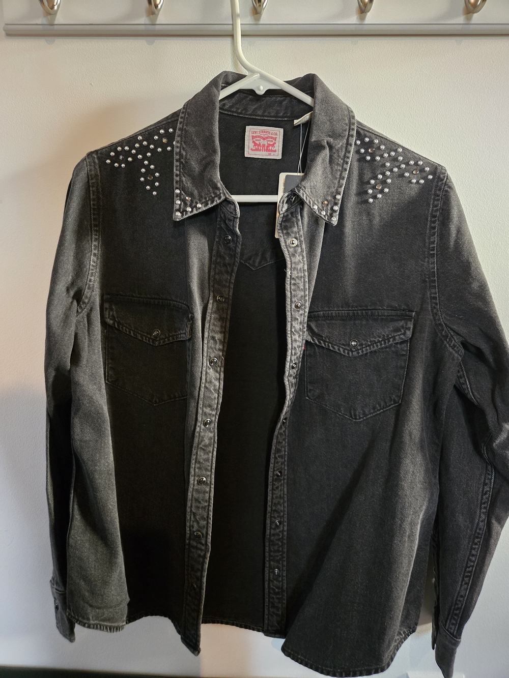 Levi's Black Studded Denim Button-Down Shirt